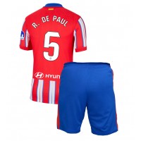 Camisa de Futebol Atletico Madrid Rodrigo De Paul #5 Equipamento Principal Infantil 2024-25 Manga Curta (+ Calças curtas)